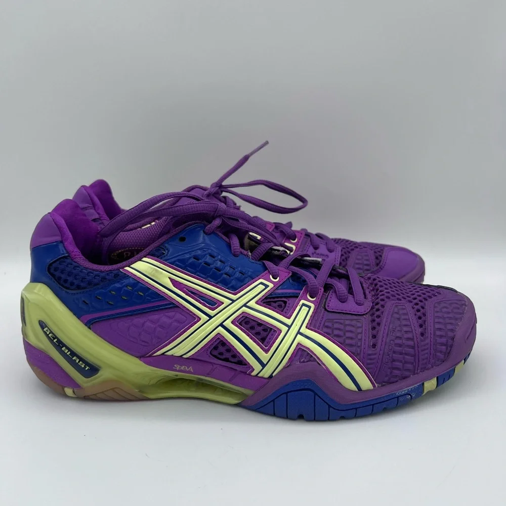 Asics Gel-Blast 5 Purple‎ Blue Lime Indoor Court Shoes E358Y Womens Sneakers